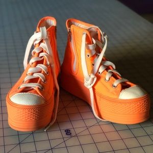Maxstar platform high top sneakers neon orange